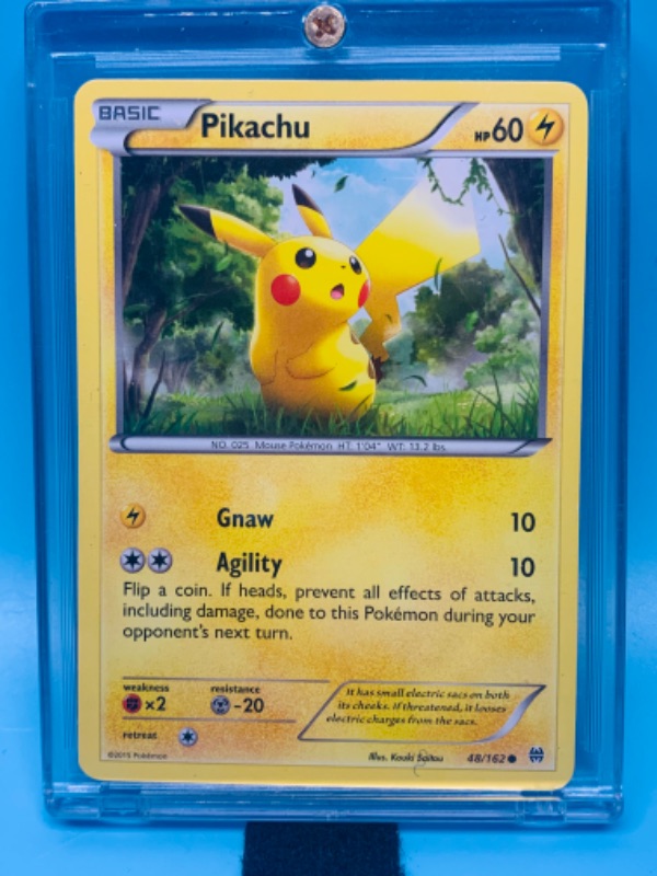 Photo 1 of 278180…Pokémon pikachu 48/162 basic card in hard plastic case 