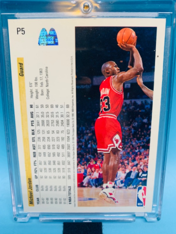 Photo 2 of 278194… upper deck Michael Jordan card P5 in hard plastic case