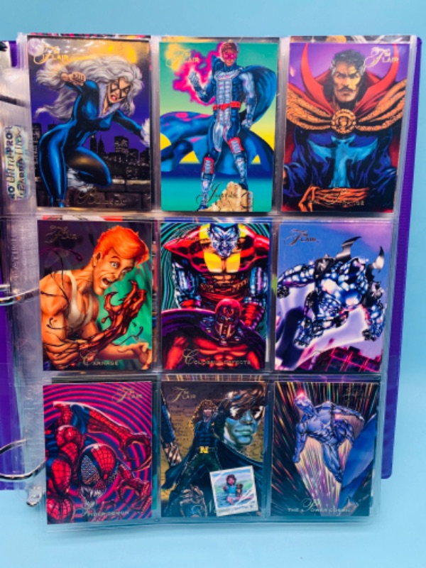 Photo 2 of 278200…135 flair 1994  marvel trading cards in binder - not every page is photographed 