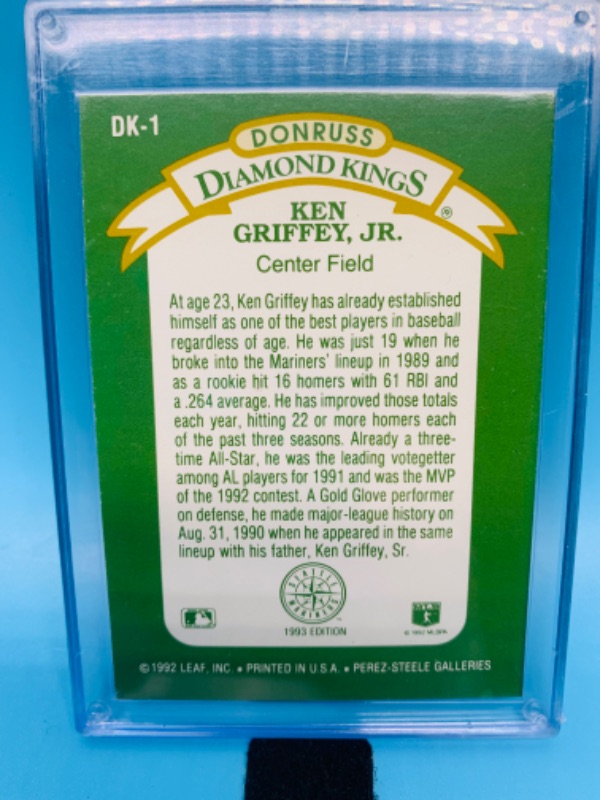 Photo 2 of 278254…donruss Diamond kings ken Griffey jr. Card DK-1 in hard plastic case 