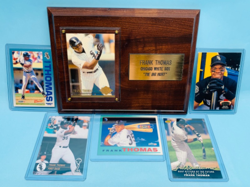 Photo 1 of 278259…5 Frank Thomas trading cards and plaque 