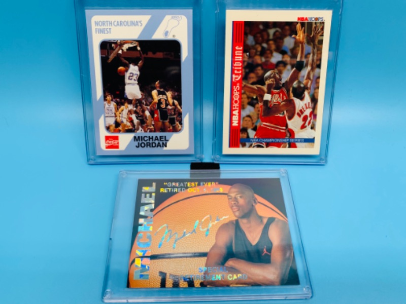 Photo 1 of 278263…3 Michael Jordan trading cards in hard plastic cases 