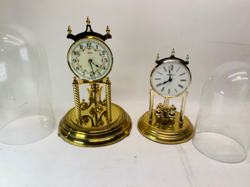 Photo 3 of 278267…two vintage mantle clocks- one brass and glass and one plastic  and glass