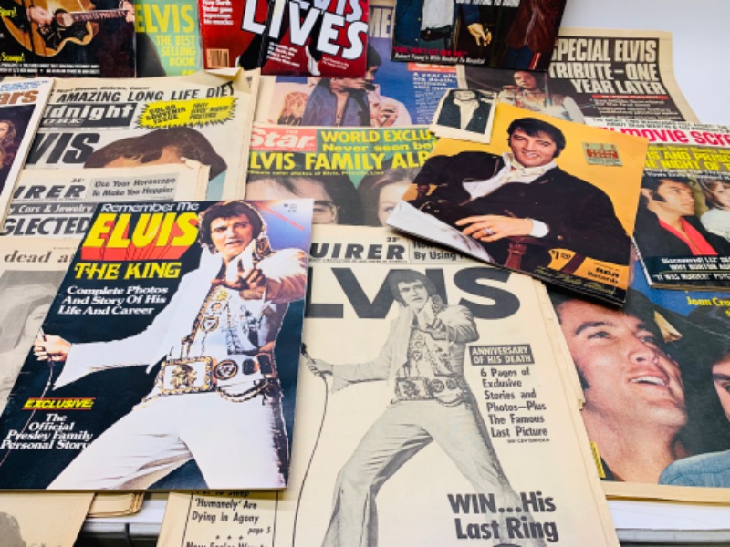 Photo 5 of 278281…vintage Elvis Presley newspapers and magazines- some papers  are worn with age 