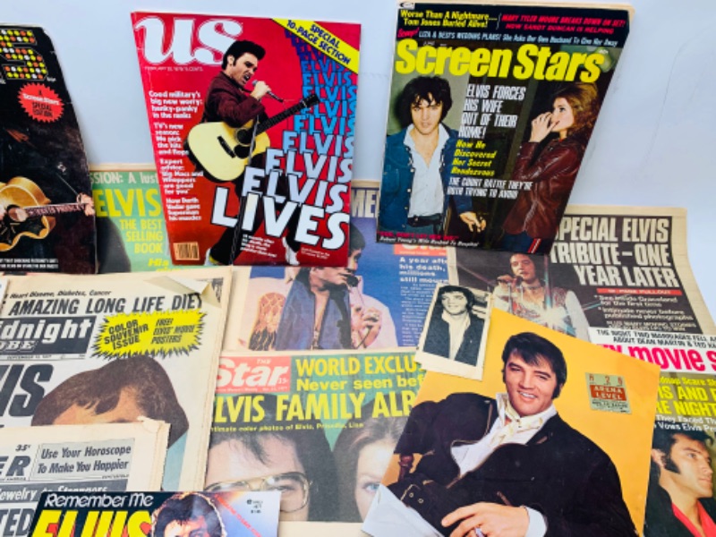 Photo 3 of 278281…vintage Elvis Presley newspapers and magazines- some papers  are worn with age 