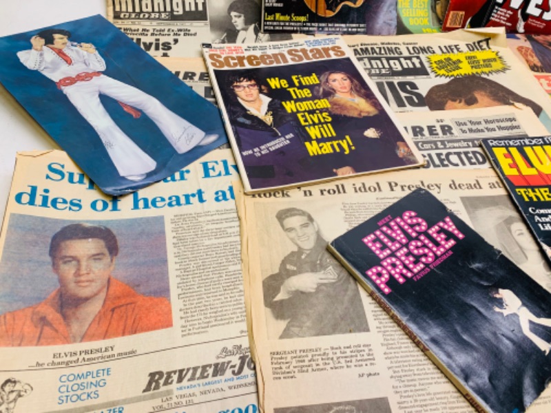 Photo 4 of 278281…vintage Elvis Presley newspapers and magazines- some papers  are worn with age 