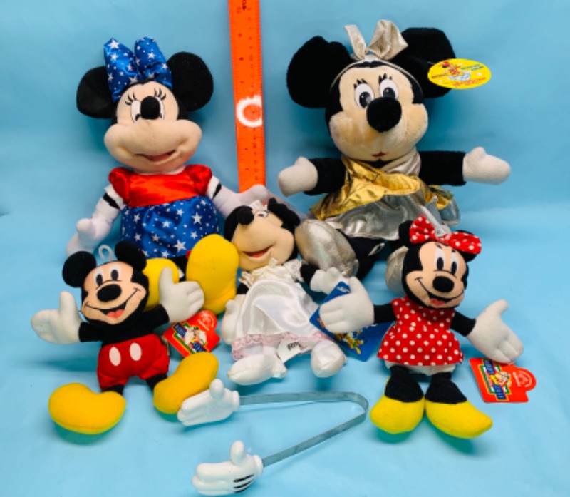 Photo 1 of 278290…5 Disney Mickey and Minnie Mouse plushies with tags 