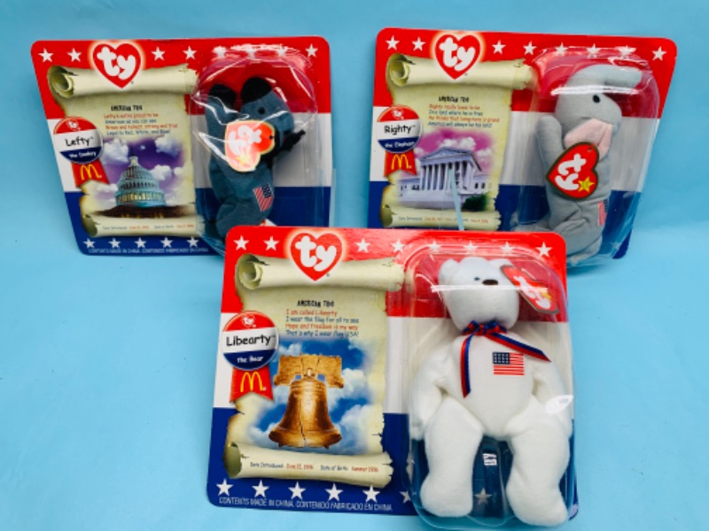Photo 1 of 278295…McDonald’s ty American trio beanie babies complete set of three in original packages 