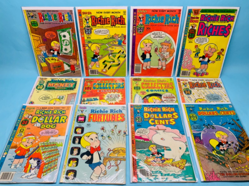 Photo 1 of 278303…12 vintage Richie Rich comics in plastic sleeves 