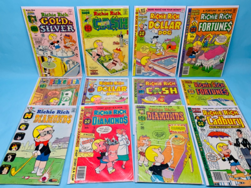 Photo 1 of 278304…12 vintage Richie Rich comics in plastic sleeves 