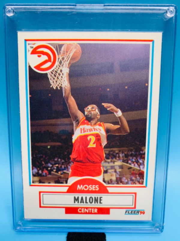 Photo 1 of 278331…fleer 1990 Moses Malone card 3 in hard plastic case 