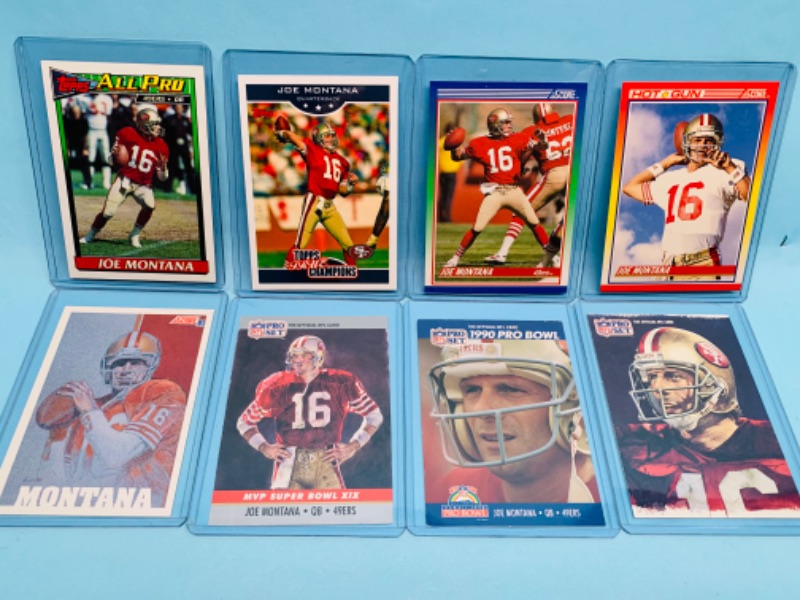 Photo 1 of 278342…8 Joe Montana trading cards in hard plastic sleeves 