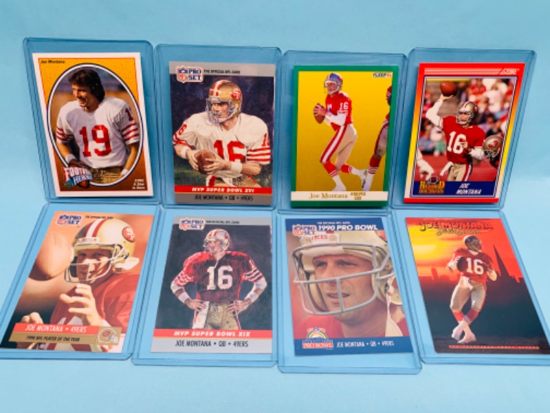 Photo 1 of 278343…8 Joe Montana trading cards in hard plastic sleeves 