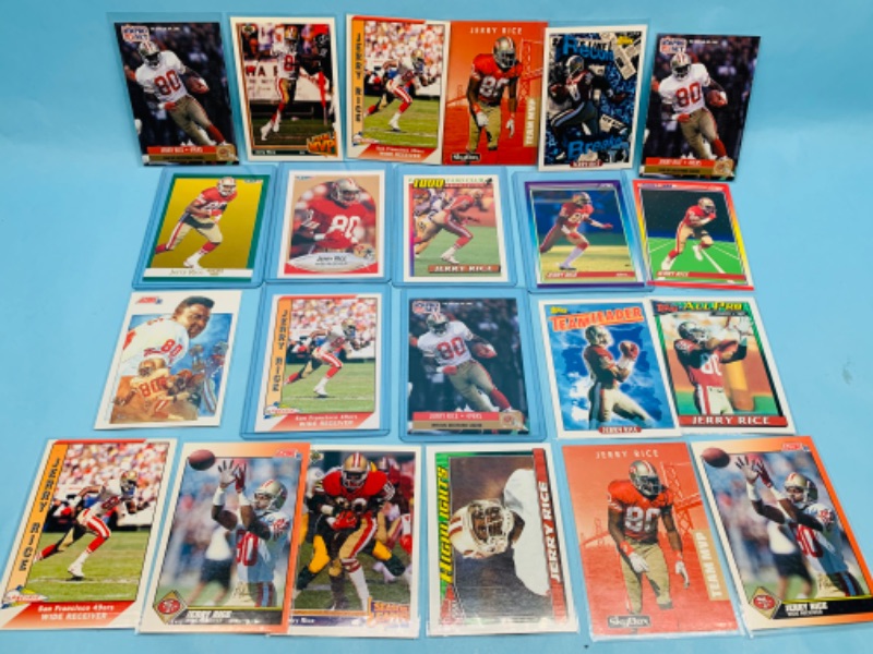 Photo 3 of 278344…22 Jerry Rice trading cards in plastic sleeves 