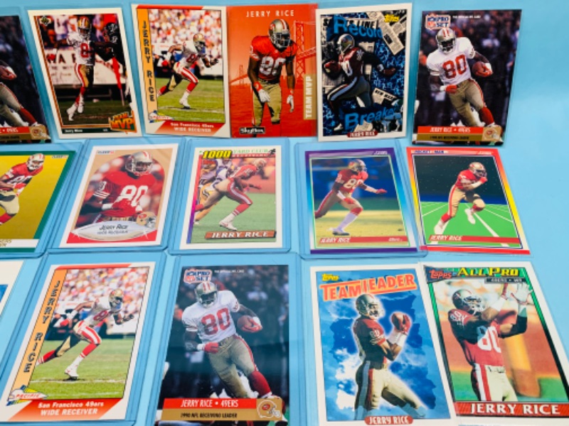 Photo 2 of 278344…22 Jerry Rice trading cards in plastic sleeves 