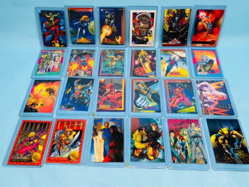 Photo 1 of 278349…24 vintage marvel comic trading cards in hard plastic sleeves 