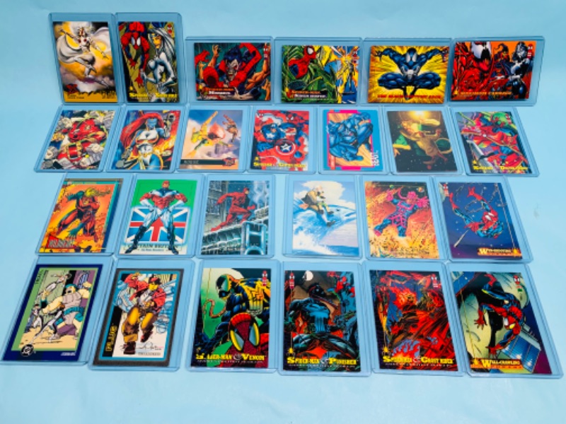 Photo 1 of 278352…25 marvel trading cards in hard plastic sleeves 