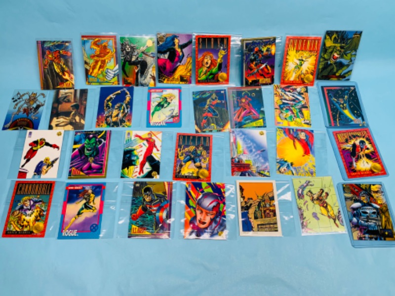 Photo 1 of 278355…29 vintage marvel trading cards in plastic sleeves 