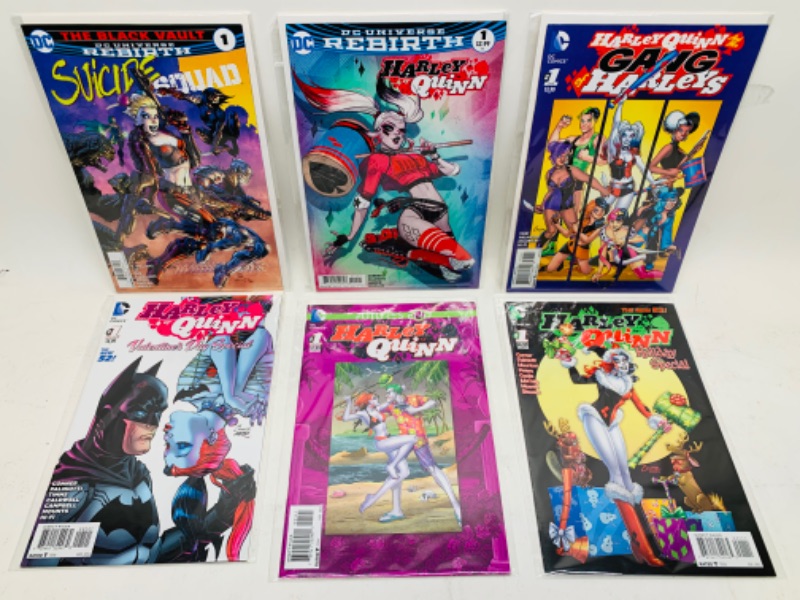 Photo 1 of 278377… Harley Quinn comics all number one’s  in plastic sleeves