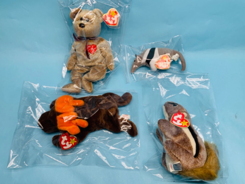 Photo 1 of 278412…4 ty beanie babies in plastic bags 