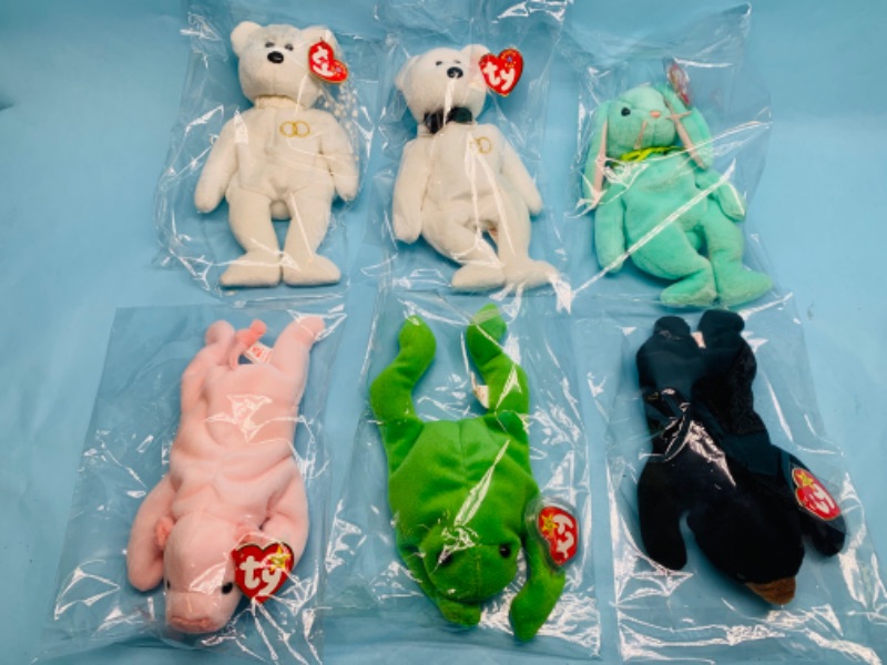 Photo 1 of 278415…6 ty beanie babies in plastic bags 