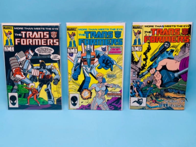 Photo 1 of 278430… three vintage transformers comics in plastic sleeves