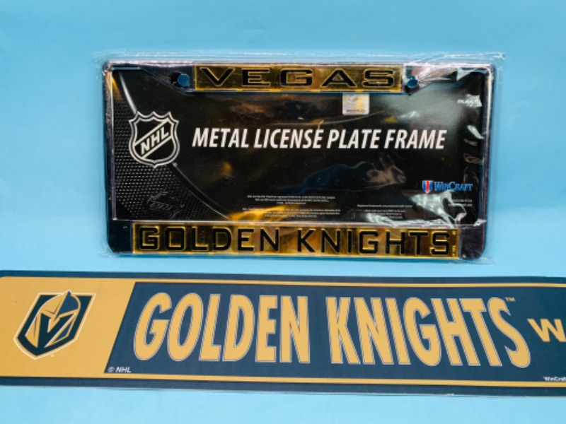 Photo 1 of 278491…sealed golden knights metal license plate frame and sign 