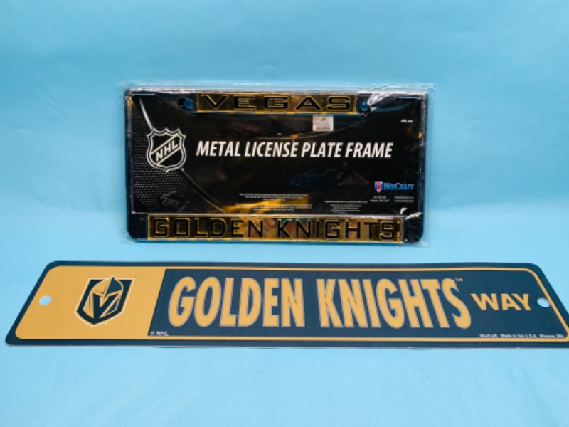 Photo 2 of 278491…sealed golden knights metal license plate frame and sign 