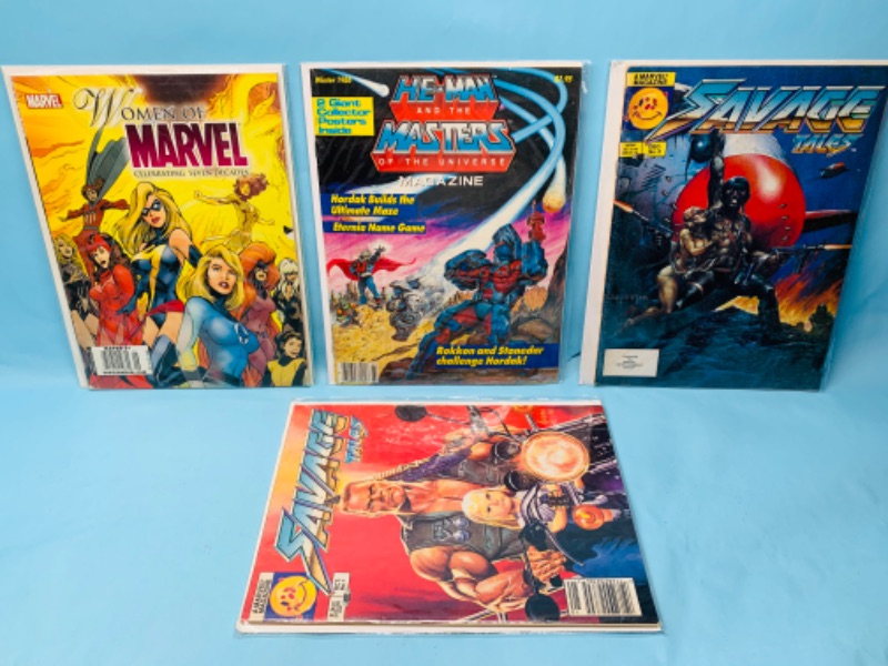 Photo 1 of 278539…4 vintage marvel comic magazines in plastic sleeves 