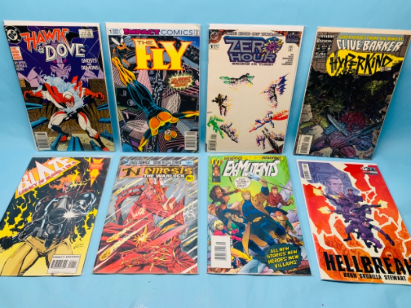 Photo 1 of 278558… 8 Comics all number one’s in plastic sleeves