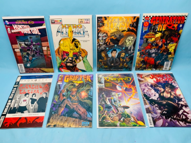 Photo 1 of 278559… 8 Comics all number one’s in plastic sleeves