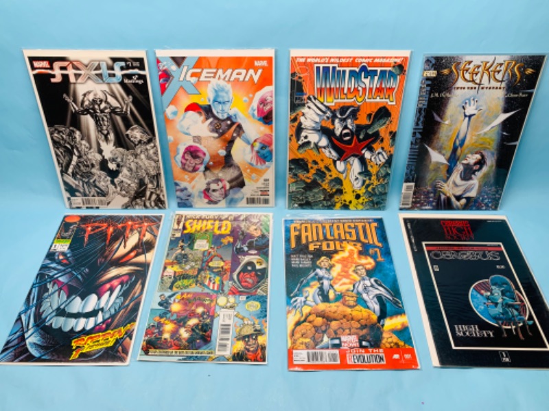 Photo 1 of 278560… 8 Comics all number one’s in plastic sleeves