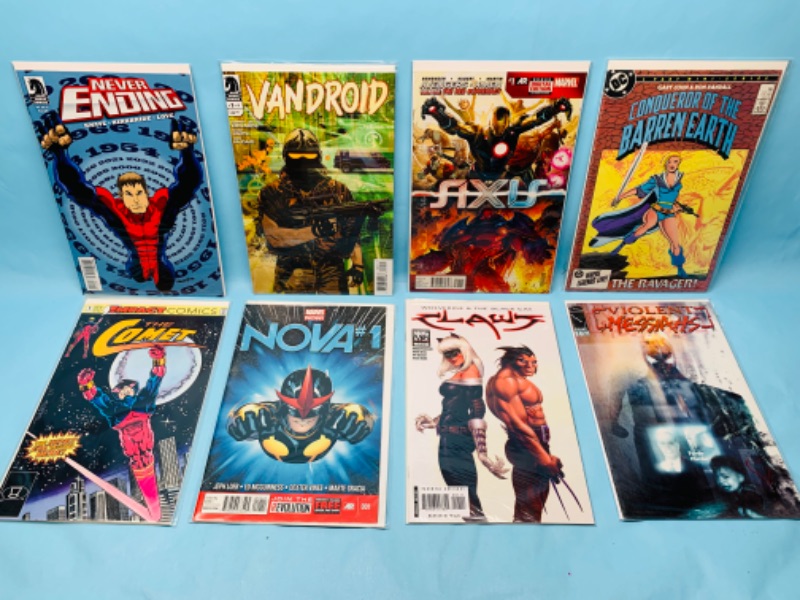 Photo 1 of 278561… 8 Comics all number one’s in plastic sleeves