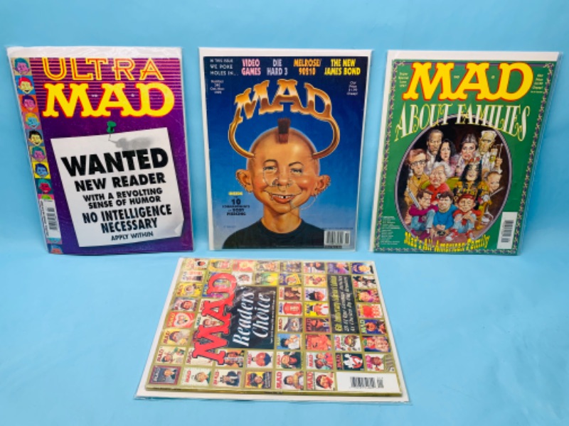 Photo 1 of 278577…4 vintage mad magazines in plastic sleeves 