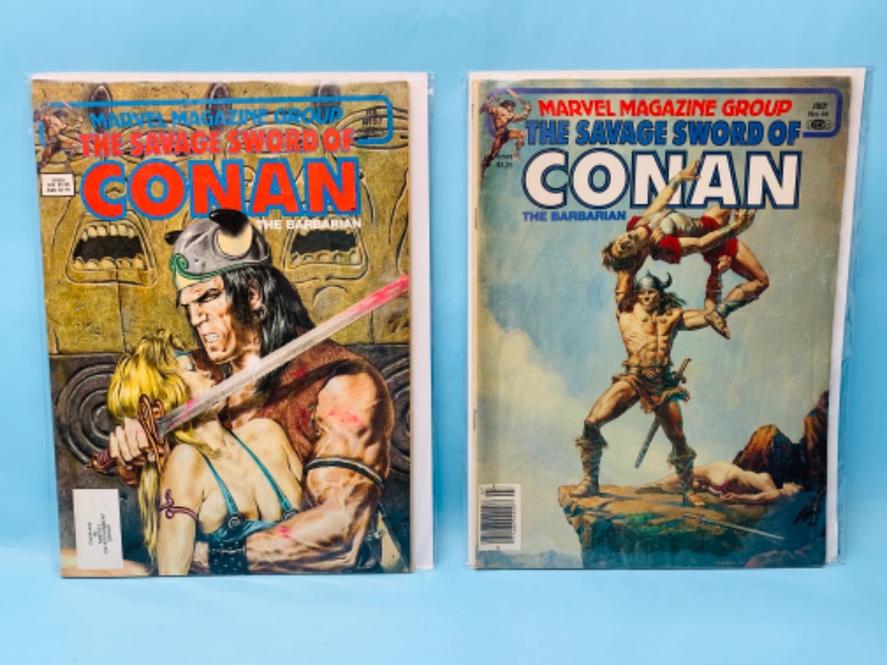 Photo 1 of 278582…2 vintage The savage sword  of Conan the barbarian marvel magazines in plastic sleeves