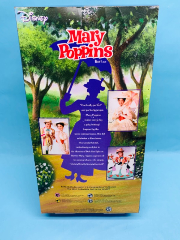 Photo 1 of 278605… Disney Barbie pink label Mary Poppins Bert doll in original box. Corner of box has cracks 