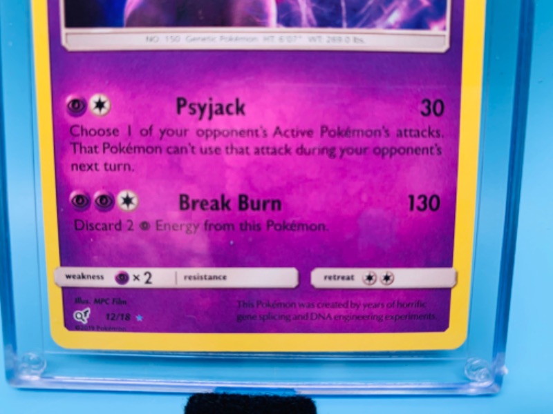 Photo 2 of 278622…Pokémon mewtwo 12/18 holo card in hard plastic case 