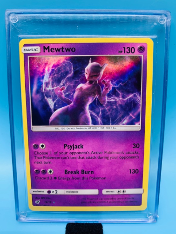 Photo 1 of 278622…Pokémon mewtwo 12/18 holo card in hard plastic case 