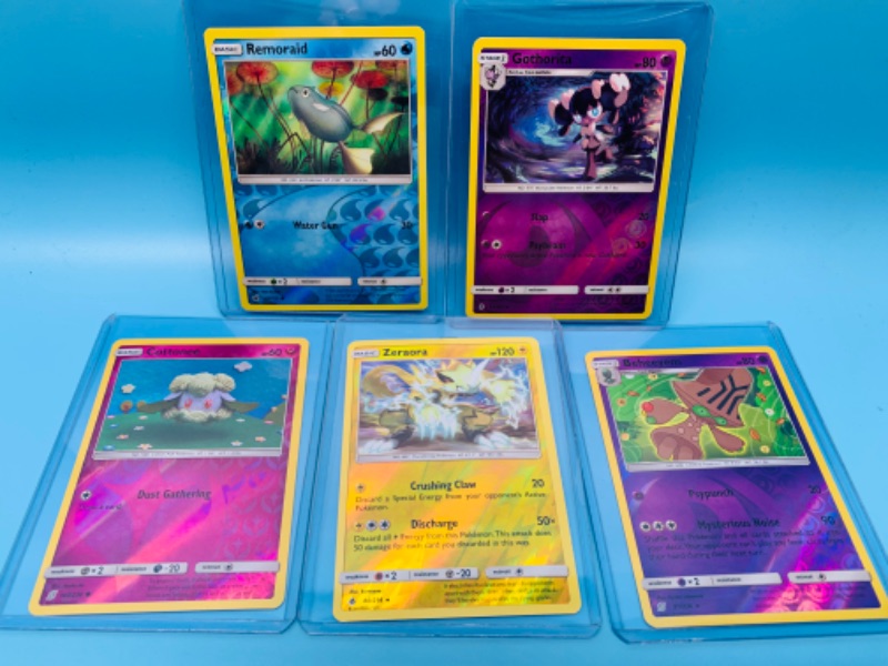 Photo 1 of 278623…5 Pokémon reverse holo cards in hard plastic sleeves 