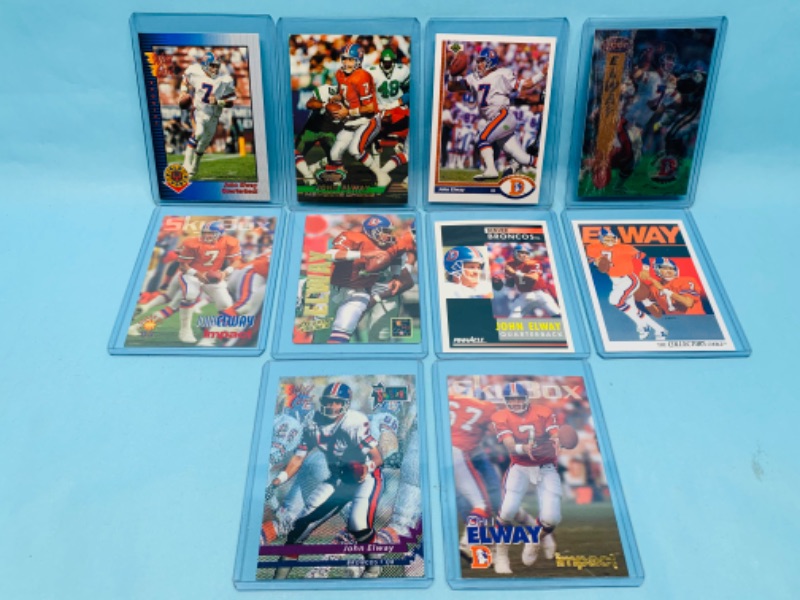 Photo 1 of 278627…10 John Elway trading cards in hard plastic sleeves 