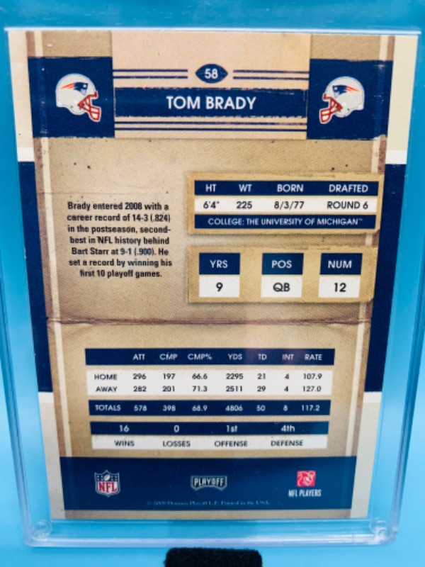 Photo 2 of 278633…donruss 2008 Tom Brady playoff contenders season ticket card 58 in hard plastic case 