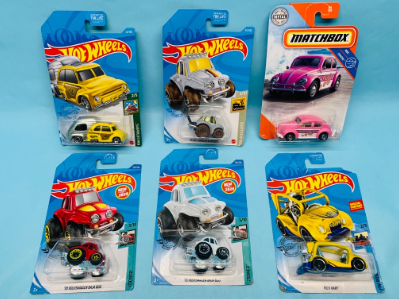 Photo 1 of 278643…6 hot wheels die cast VW Bugs cars in original packages 