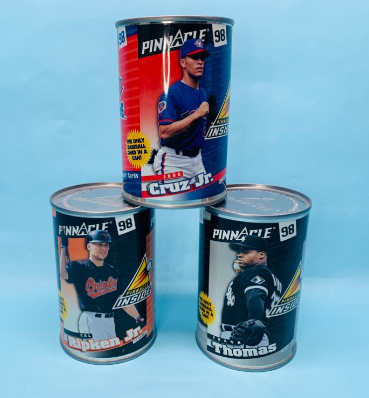 Photo 1 of 278645…3 baseball card in a can by Pinnacle 