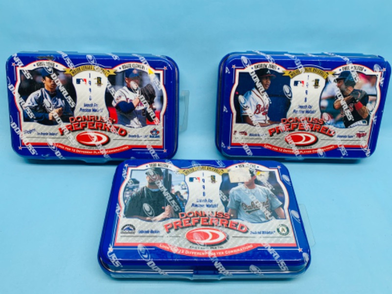 Photo 1 of 278659…3 sealed donruss preferred tin lineups- baseball cards 