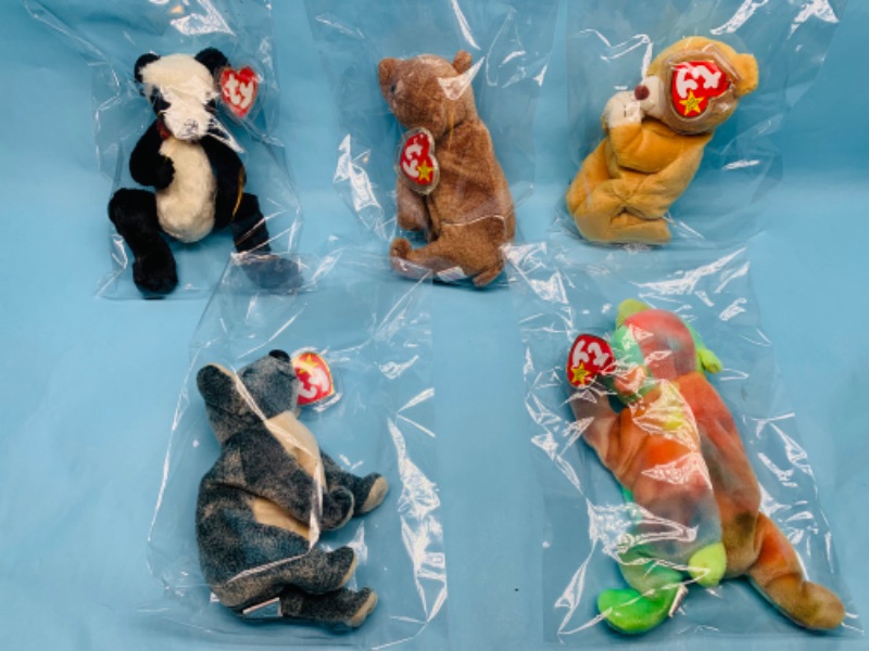 Photo 1 of 278684…5 ty beanie babies bears in plastic bags 