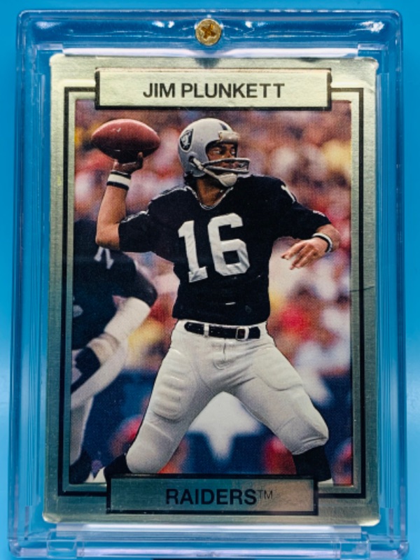 Photo 1 of 278711…Raiders Jim Plunkett braille sports card in hard plastic case 