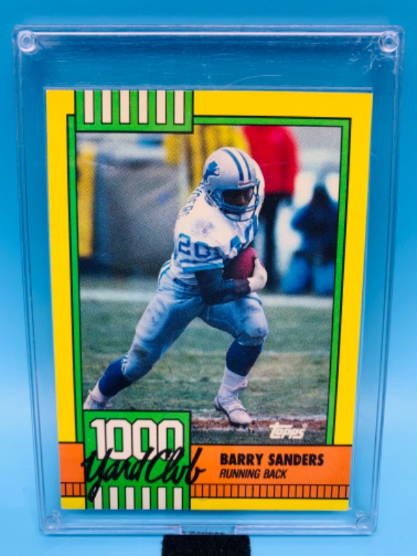 Photo 1 of 278715…topps Barry Sanders 1000 yard club card in hard plastic case 