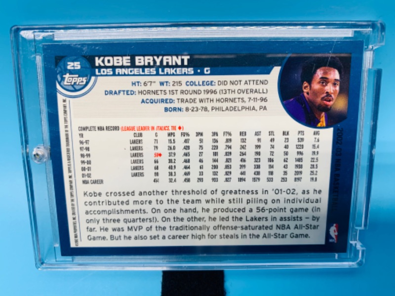 Photo 2 of 278717…topps Kobe Bryant card 25 in hard plastic case 