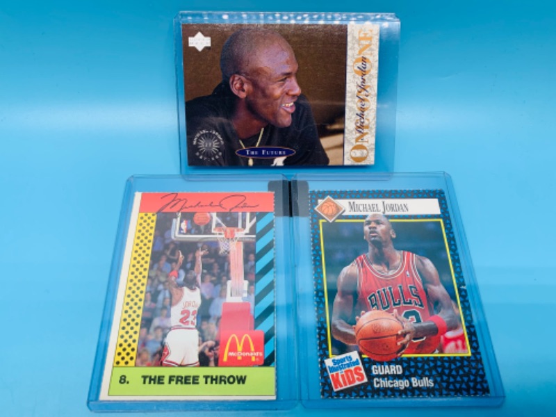Photo 1 of 278721…3 Michael Jordan trading cards in hard plastic sleeves 