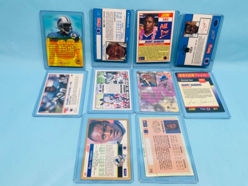 Photo 2 of 278726…10 Barry Sanders trading cards in hard plastic sleeves 